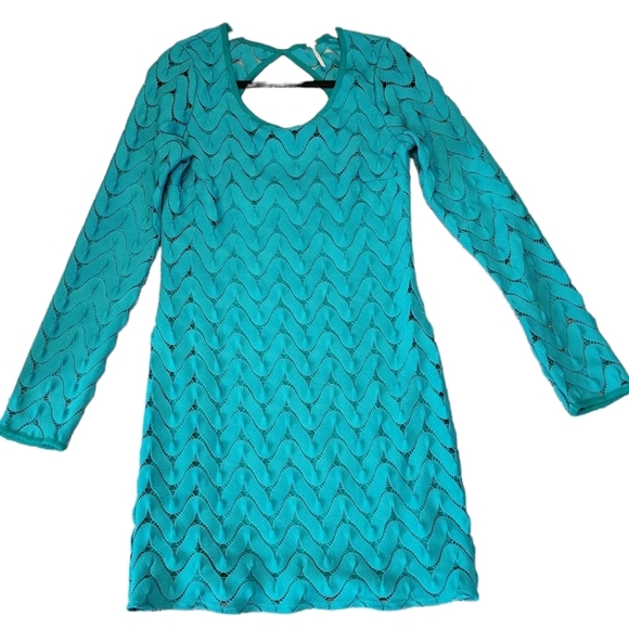 Free People Green Cochet Wild Thing Mini Sheath V Neck Retro - Picture 13 of 17